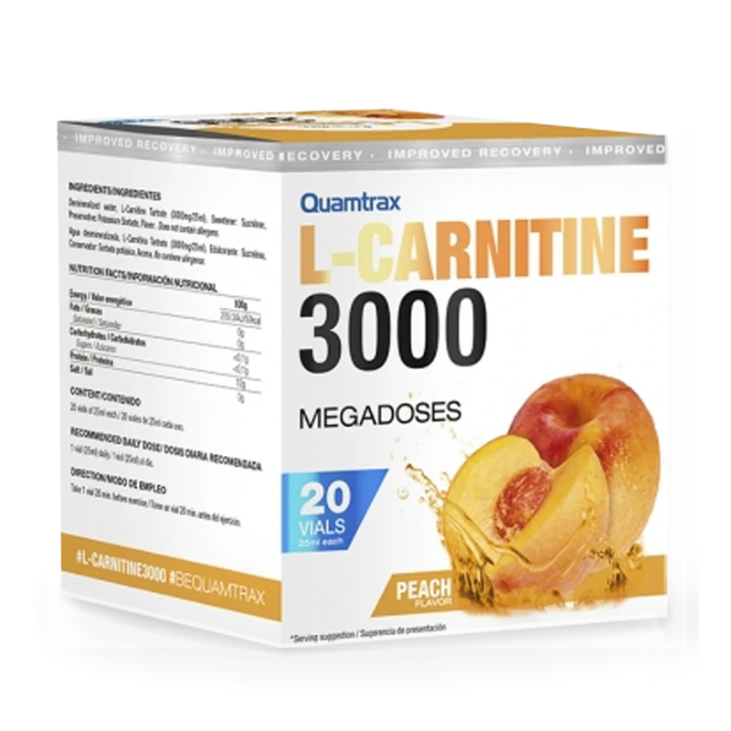 Quamtrax L-Carnitine 3000 Shot Peach Flavor 20 Vials 500ml