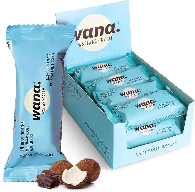 Wana Waffand Cream Dark Chocolate with Coconut 43g Pack of 12