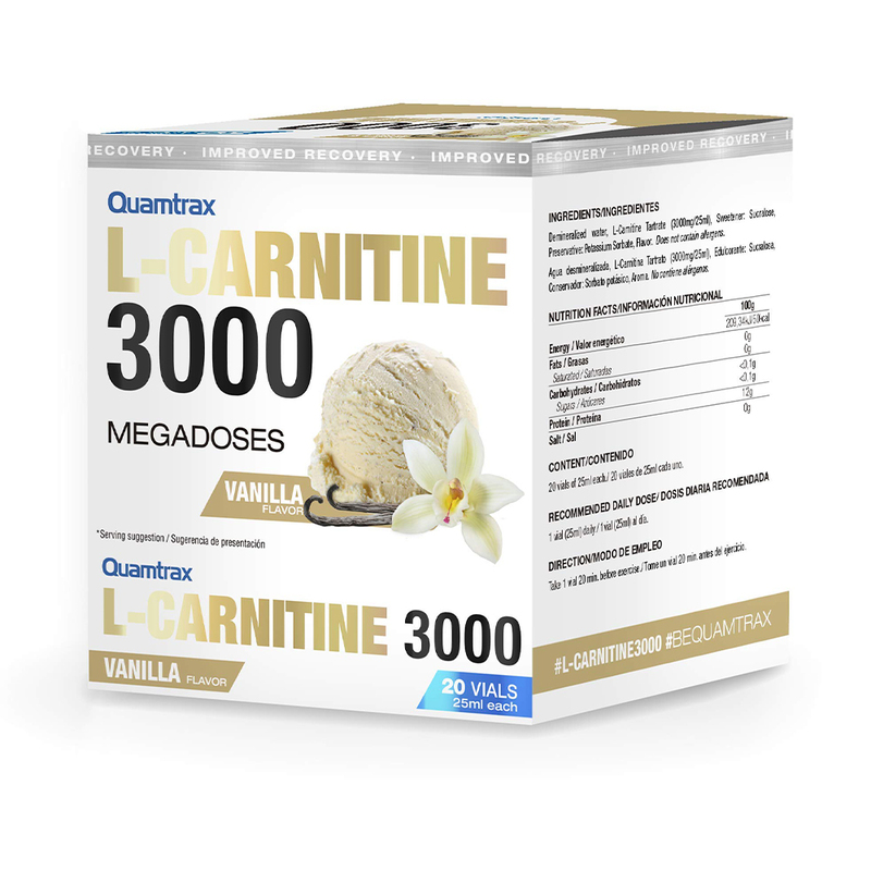 Quamtrax L-Carnitine 3000 Shot Vanilla Flavor 20 Vials 500ml