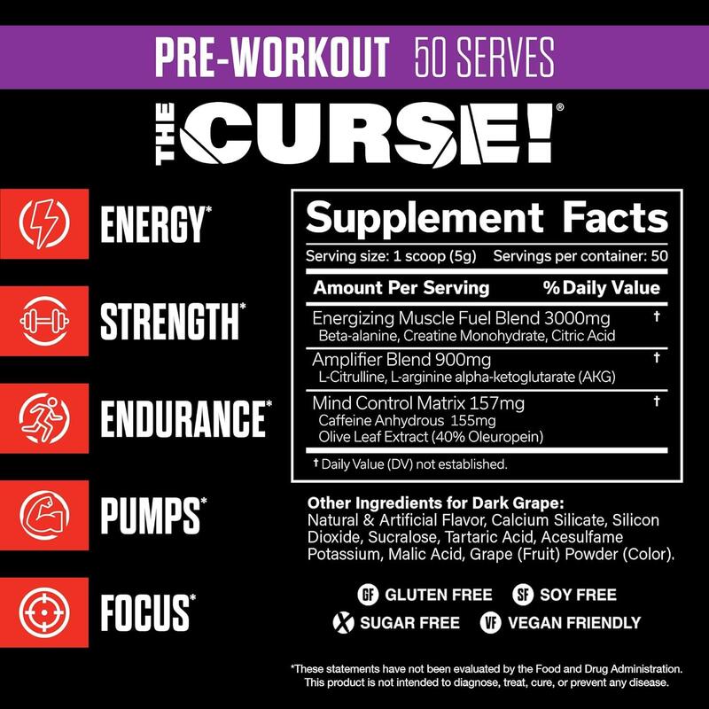 JNX The Curse! Pre Workout 50 Servingsn Dark Grape 250g