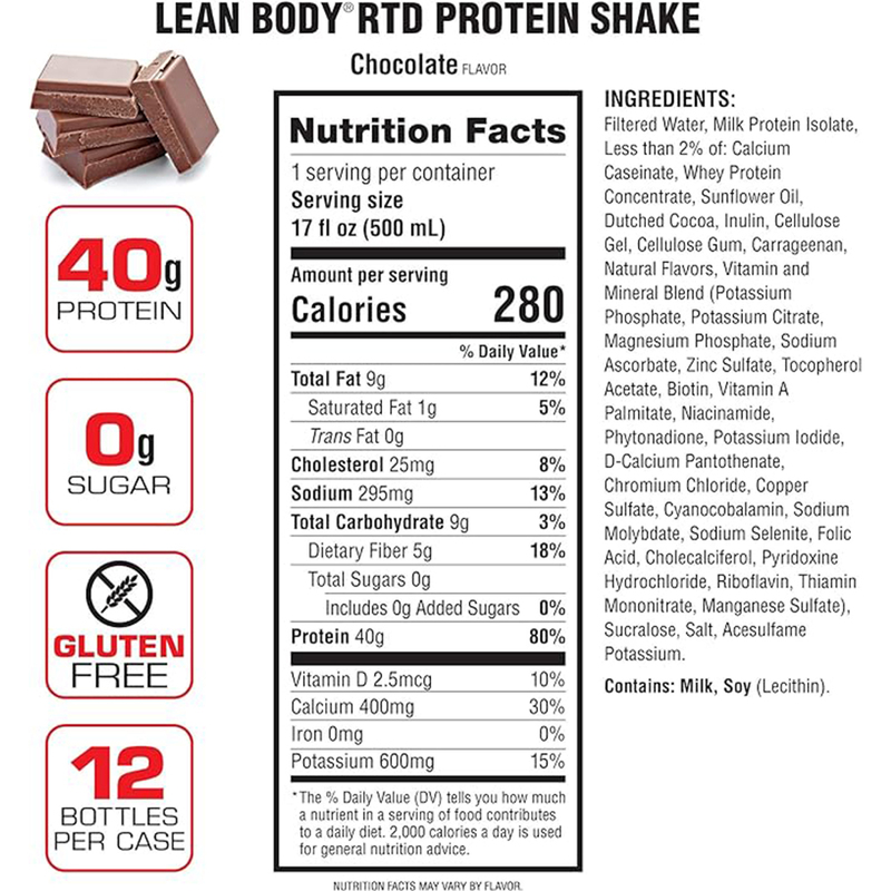 Lab Lean Body Chocolate Peanut Butter 500ml Pack Of 12