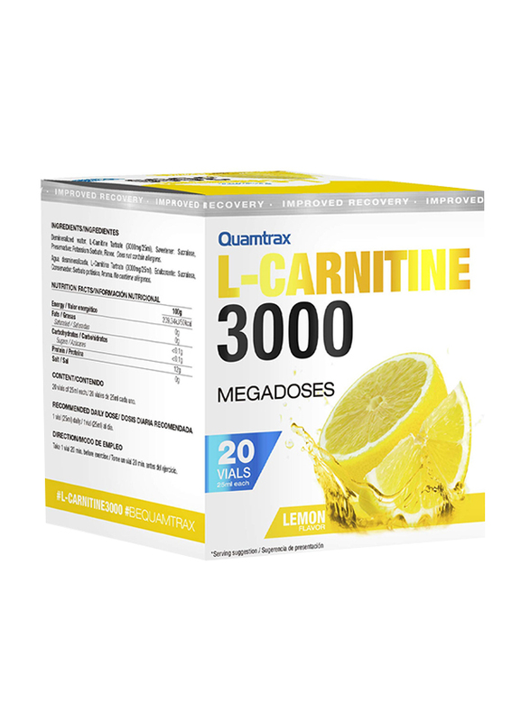 Quamtrax L-Carnitine 3000 Shot, 20 x 25ml, Lemon