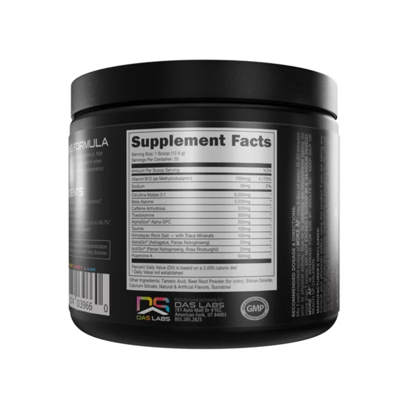 Das Labs Woke AF Nootropic Pre Workout 20 Servings Sour Power 252g