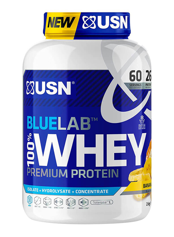 USN Bluelab 100% Whey Protein, 60 Servings, 2Kg, Banana