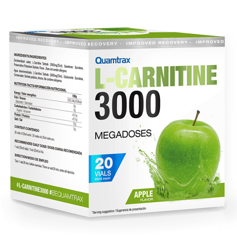 

Quamtrax L-Carnitine 3000 Shot Apple Flavor 20 Vials 500ml