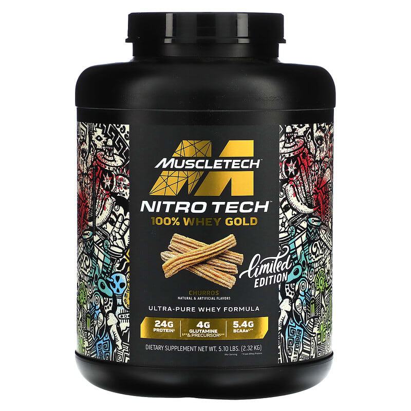 MuscleTech Nitro-Tech 100% Whey Gold 2.32kg بنكهة تشوروس إصدار محدود