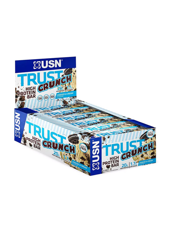 USN Trust Crunch Protein Bar, 12 x 60g, Cookies & Cream