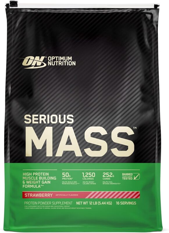 Optimum Nutrition Serious Mass 16 Servings 12LB Strawberry 5.44kg