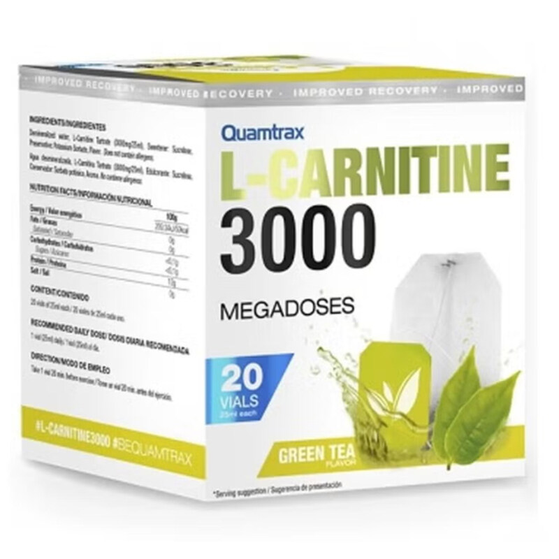 

Quamtrax L-Carnitine 3000 Shot Green Tea Flavor 20 Vials 500ml