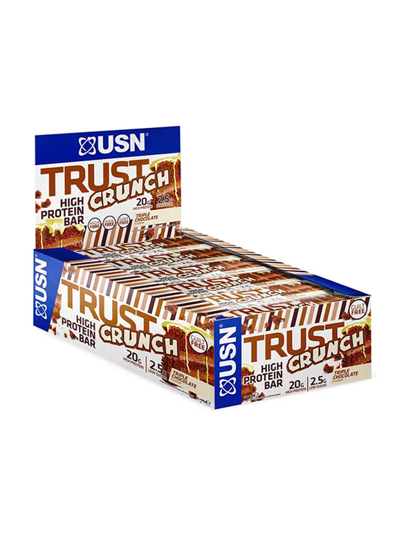 USN Trust Crunch Protein Bar, 12 x 60g, Tripple Chocolate