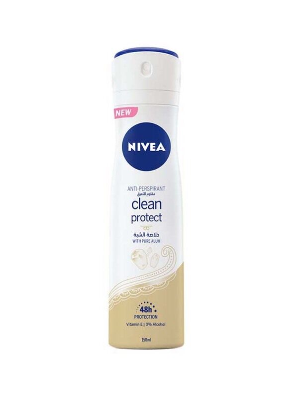 

Nivea Clean Protect with Pure Alum Antiperspirant Spray for Women, 150ml