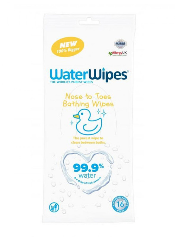 Waterwipes 192 Pieces Limited Edition Nose to Toes Bathing Wipes Pack for Baby, Newborn, White