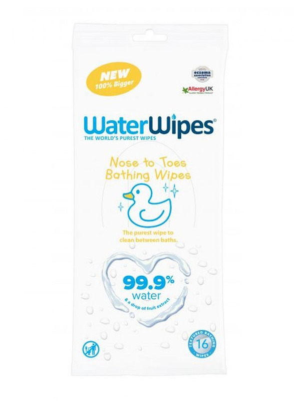 Water Wipes 192 Pieces Limited Edition Nose to Toes Bathing Wipes Pack for Baby, Newborn, White