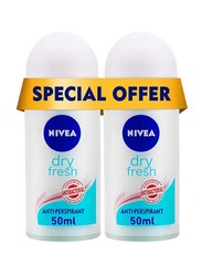 Nivea Dry Fresh Antiperspirant Roll-On for Women, 2 x 50ml