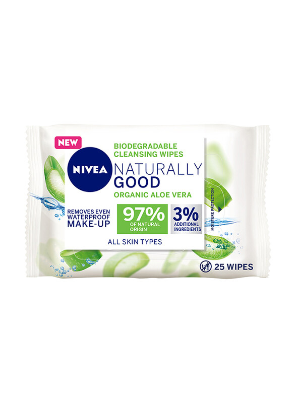 

Nivea Naturally Good Face Cleansing Organic Aloe Vera, 140g, 25 Wipes