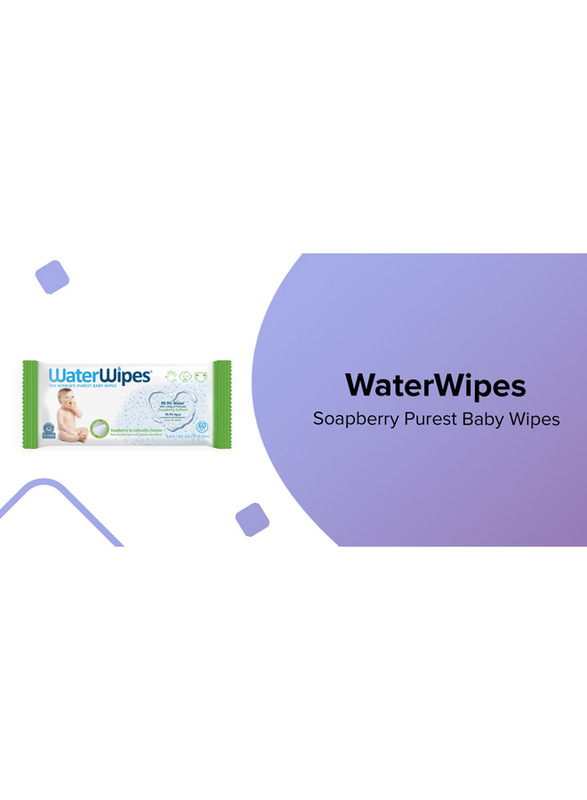 Waterwipes 60 Pieces Soapberry Wipes for Baby, 0-3 Months, White