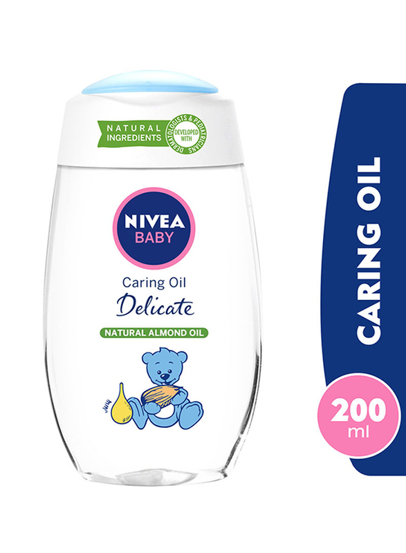 Nivea 200ml Delicate Caring Oil for Babies, White