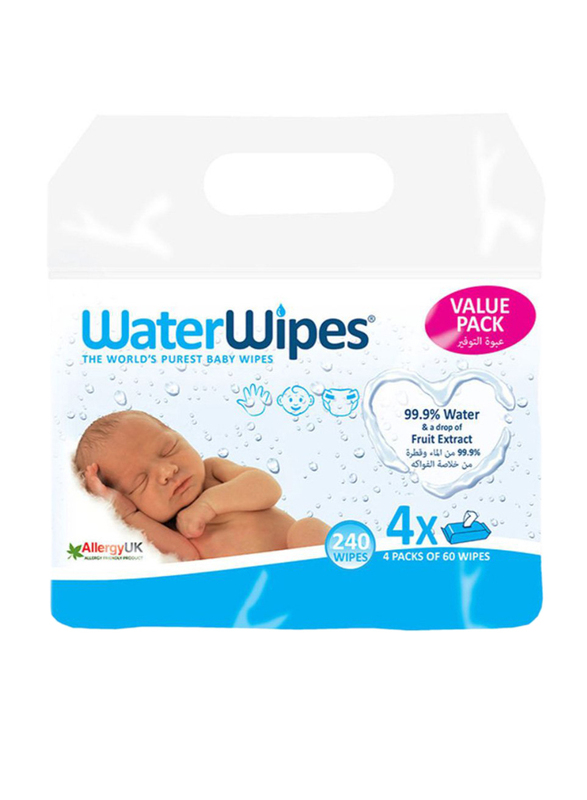 WaterWipes, Baby Wipes Pack of 60 Wipes, White