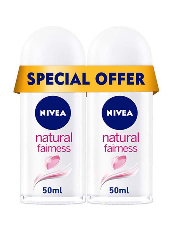 Nivea Natural Fairness Antiperspirant Roll-On, 2 x 50ml