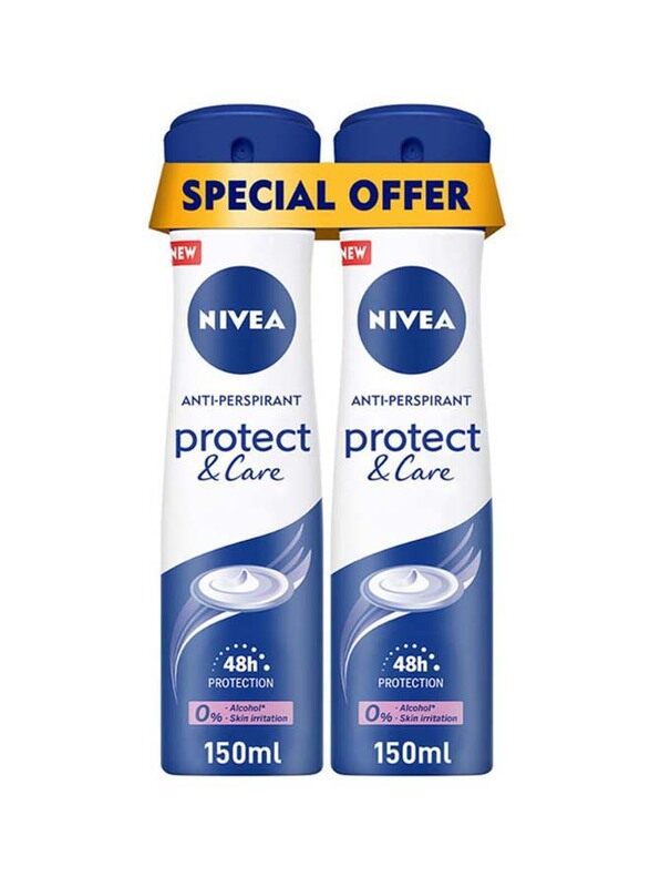

Nivea Protect & Care Antiperspirant Deodorant Spray, 2 x 150ml