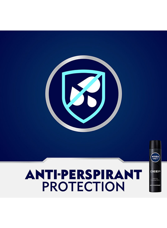 Nivea Deep Black Carbon Dark Wood Anti-perspirant Deodorant Spray for Men, 200ml