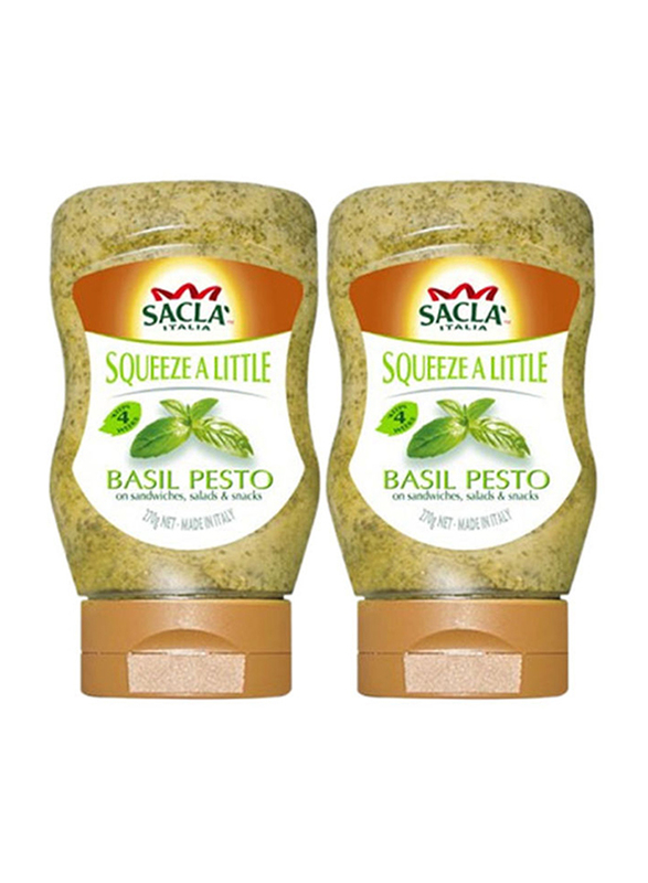 Sacla Italian Squeeze A Little Basil Pesto Sauce, 2 Bottle x 270g