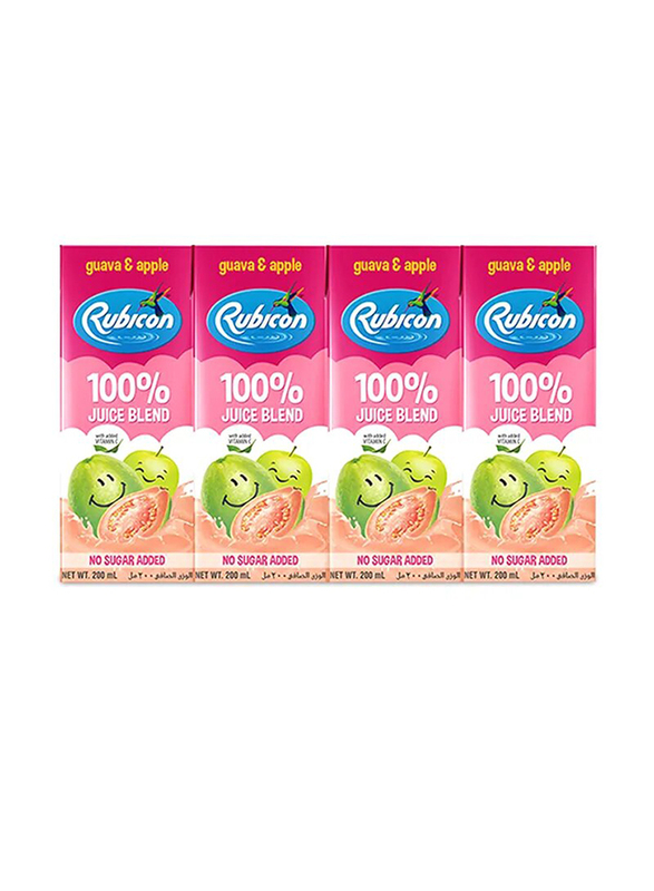 Rubicon Guava and Apple Juice Drink, 4 Pieces x 200ml