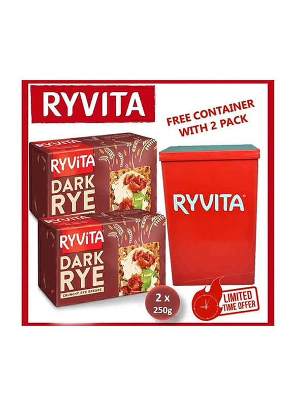 Ryvita Dark Rye Crisp Bread with Container, 2 x 250g