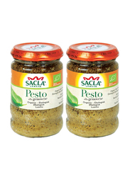 Sacla Italian Organic Pesto Basil Sauce, 2 Bottle x 380g