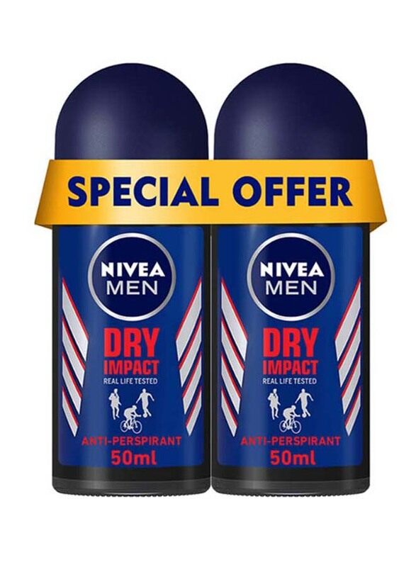 

Nivea Dry Impact Antiperspirant Roll-On for Men, 2 x 50ml