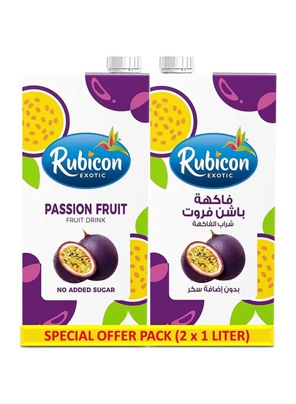 Rubicon No Added Sugar Passion Fruit Drink, 2 Pieces x 1 Liter