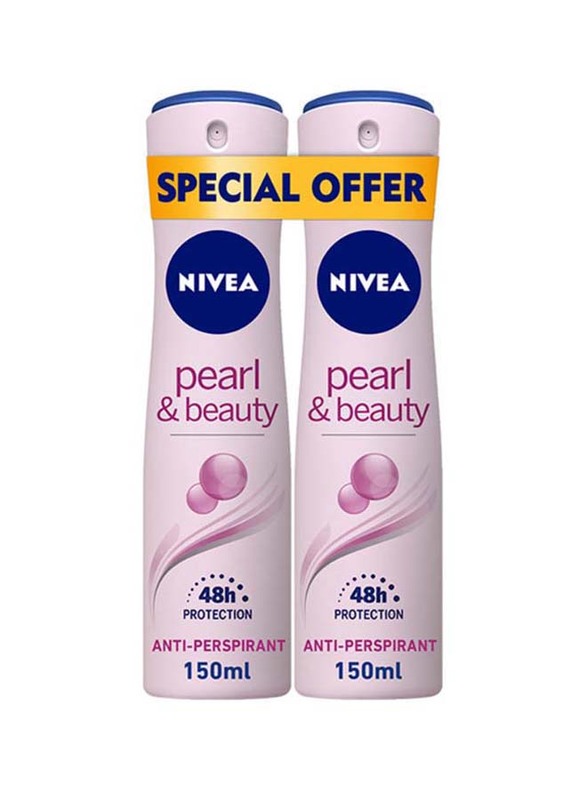 

Nivea Pearl & Beauty Antiperspirant Spray for Women, 150ml, 2 Pieces