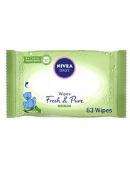 Nivea 63 Piece Fresh & Pure Wipes for Babies, Green