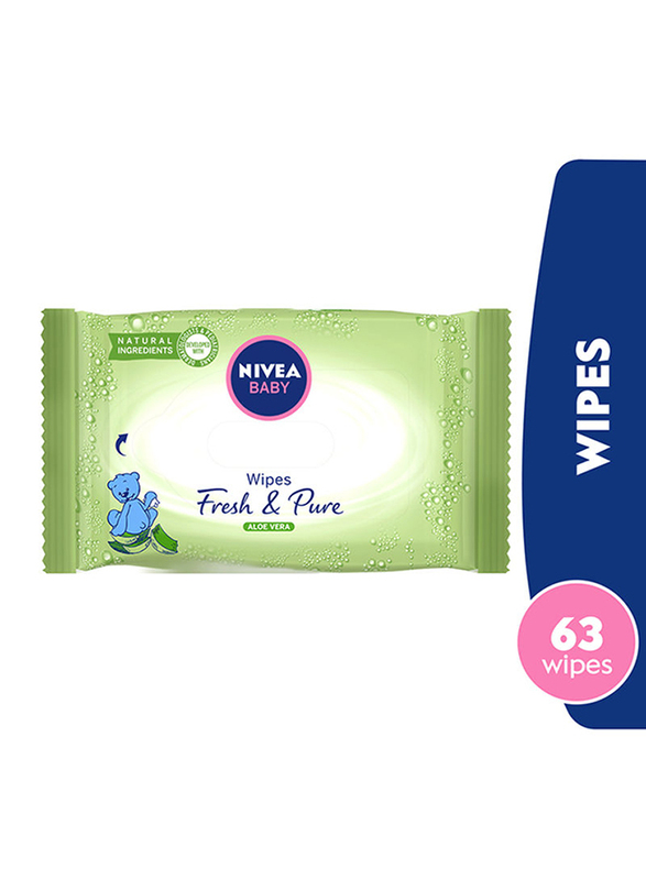 Nivea 63 Piece Fresh & Pure Wipes for Babies, Green