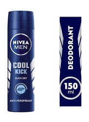 Nivea 48H Cool Kick Deodorant Spray for Men, 150ml