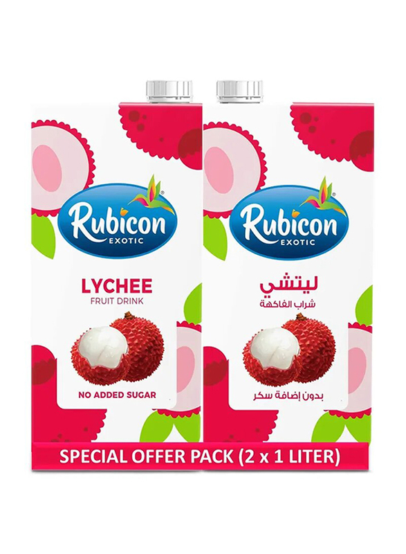 Rubicon No Added Sugar Lychee Fruit Drink, 2 x 1 Liter