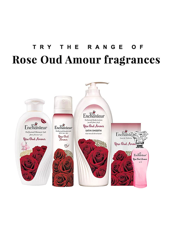 Enchanteur 2-Piece Rose Oud Amour Gift Pack for Women, 100ml EDT, 175ml Perfumed Deodorant