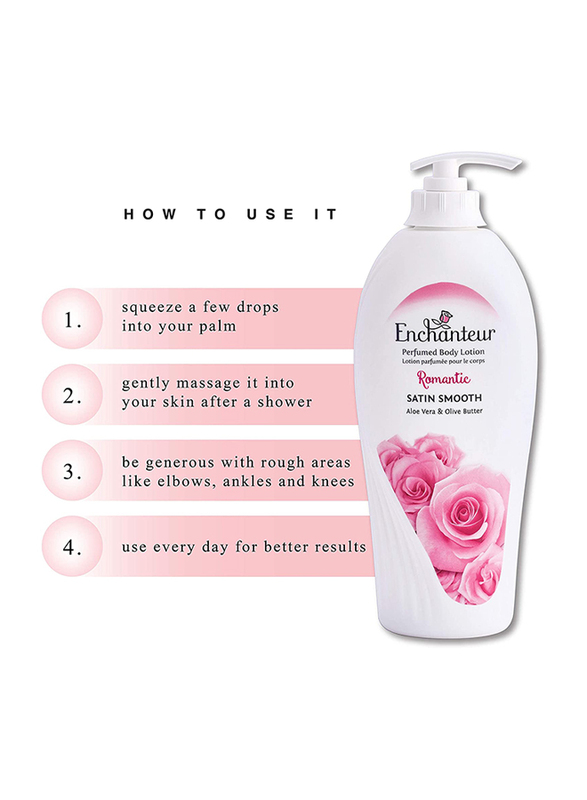 Enchanteur Satin Smooth Elegant Musk Lotion with Aloe Vera & Olive Butter, Pink, 500ml