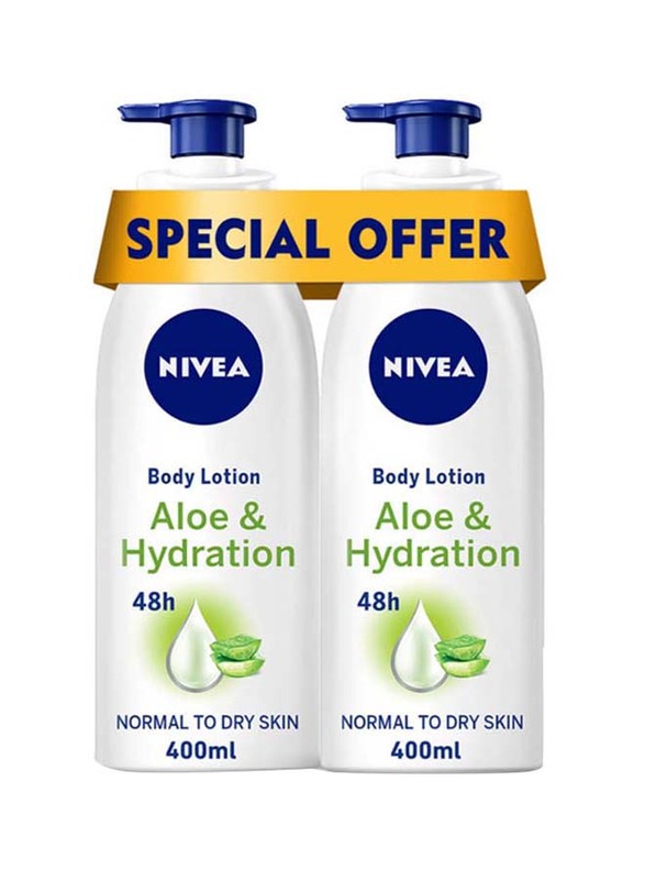 Nivea Aloe & Hydration Body Lotion, 400ml, 2 Piece