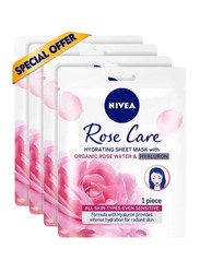 Nivea Organic Rose Water Hydrating Sheet Mask, 4 Masks