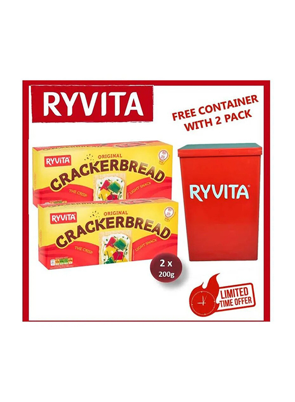 Ryvita Original Cracker Bread with Container, 2 x 200g