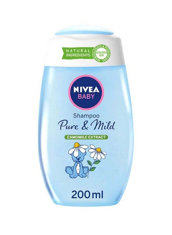 

Nivea 200ml Pure & Mild Camomile Extract Shampoo for Babies, White/Blue