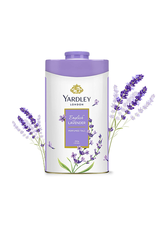 Yardley London English Lavender Perfumed Talcum Body Powder, 250gm, White