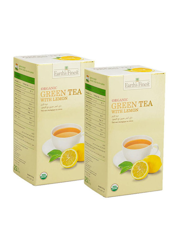Earth's Finest Organic Lemon Green Tea, 2 Pieces x 37.5g