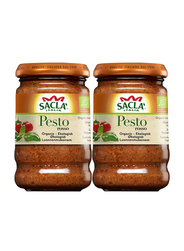 Sacla Italian Organic Pesto Tomato Sauce, 2 Bottle x 380g
