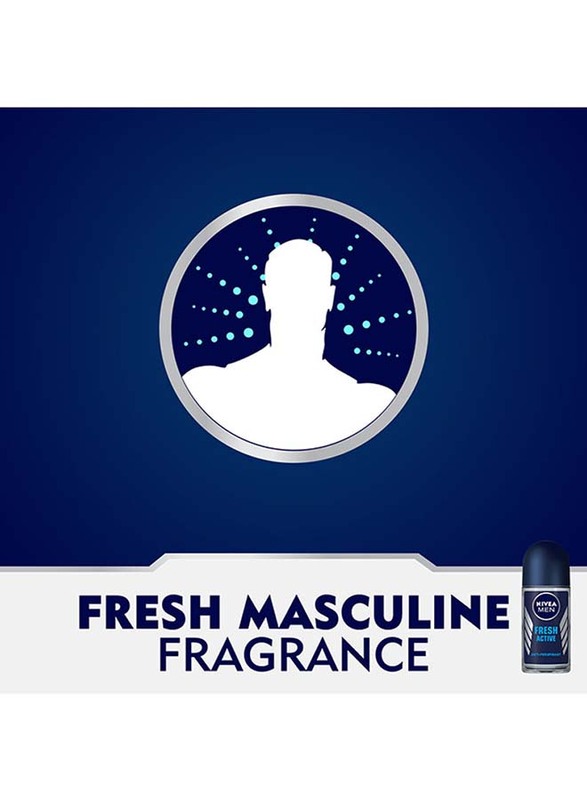 Nivea Fresh Active Roll-On Deodorant for Men, 50ml