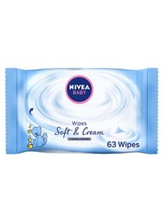 Nivea 63 Piece Soft & Cream Wipes for Babies, White/Blue