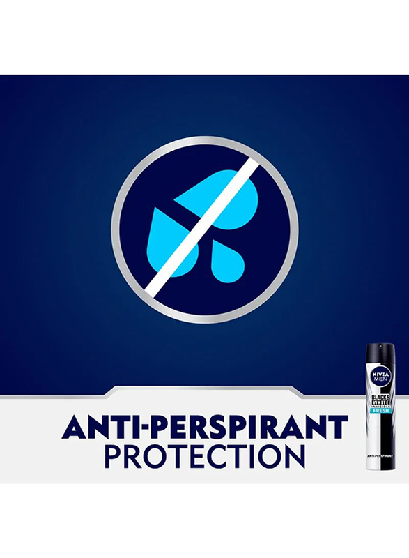 Nivea Black & White Invisible Fresh Antiperspirant Spray for Men, 200ml