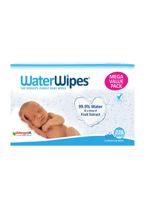 Waterwipes 720 Pieces Original Wipes for Baby, Newborn, White