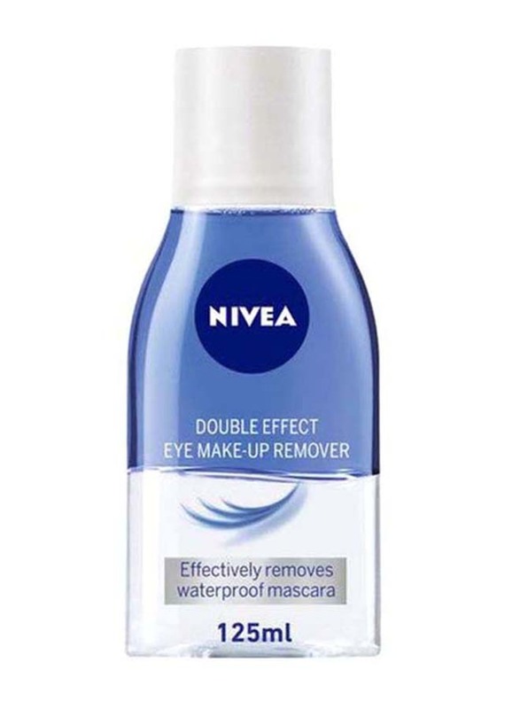 Nivea Double Effect Eye Makeup Remover for Sensitive Lashes Protection, 125ml, Clear